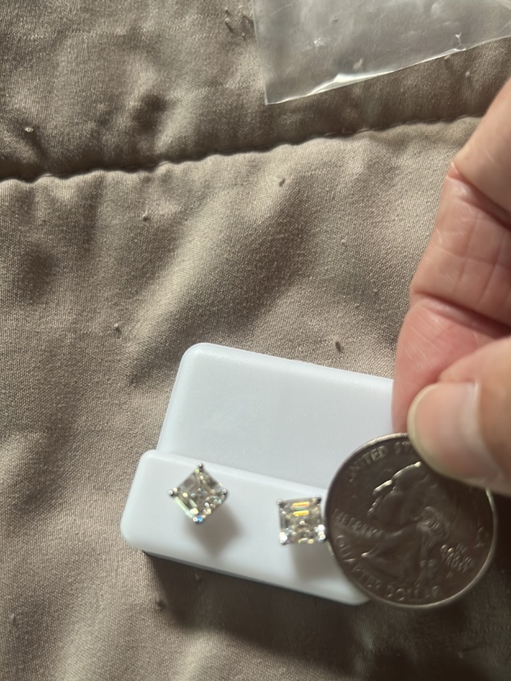 2 carat moissanite earrings, princess cut